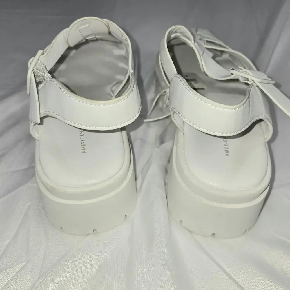 American Eagle White Leather Fisherman Sandals Women Size 8 Chunky Sole NEW/tag
